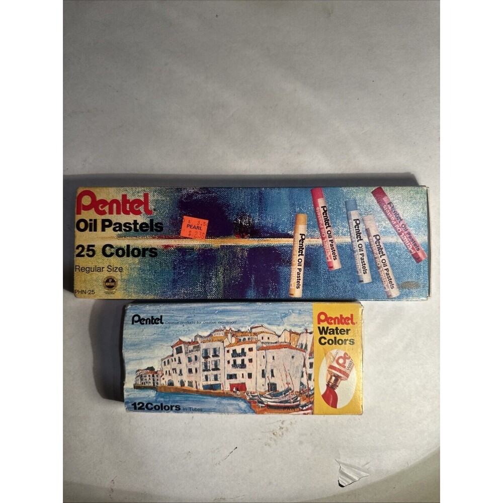 Pentel Oil Pastels - 25 Colors, Regular Size/ 12 water colors  Minimal Use